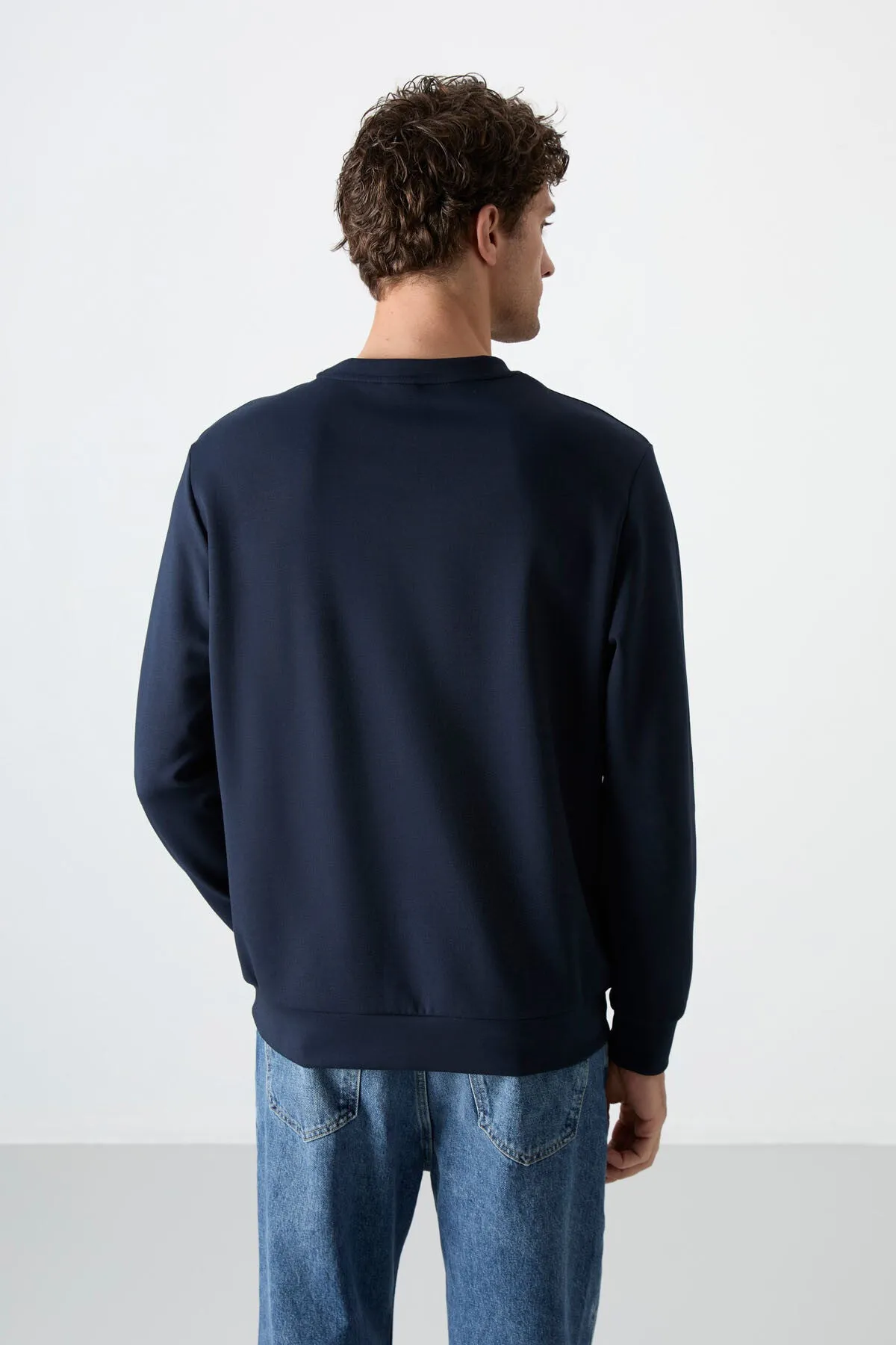 basic o yaka rahat form erkek sweatshirt - 88053