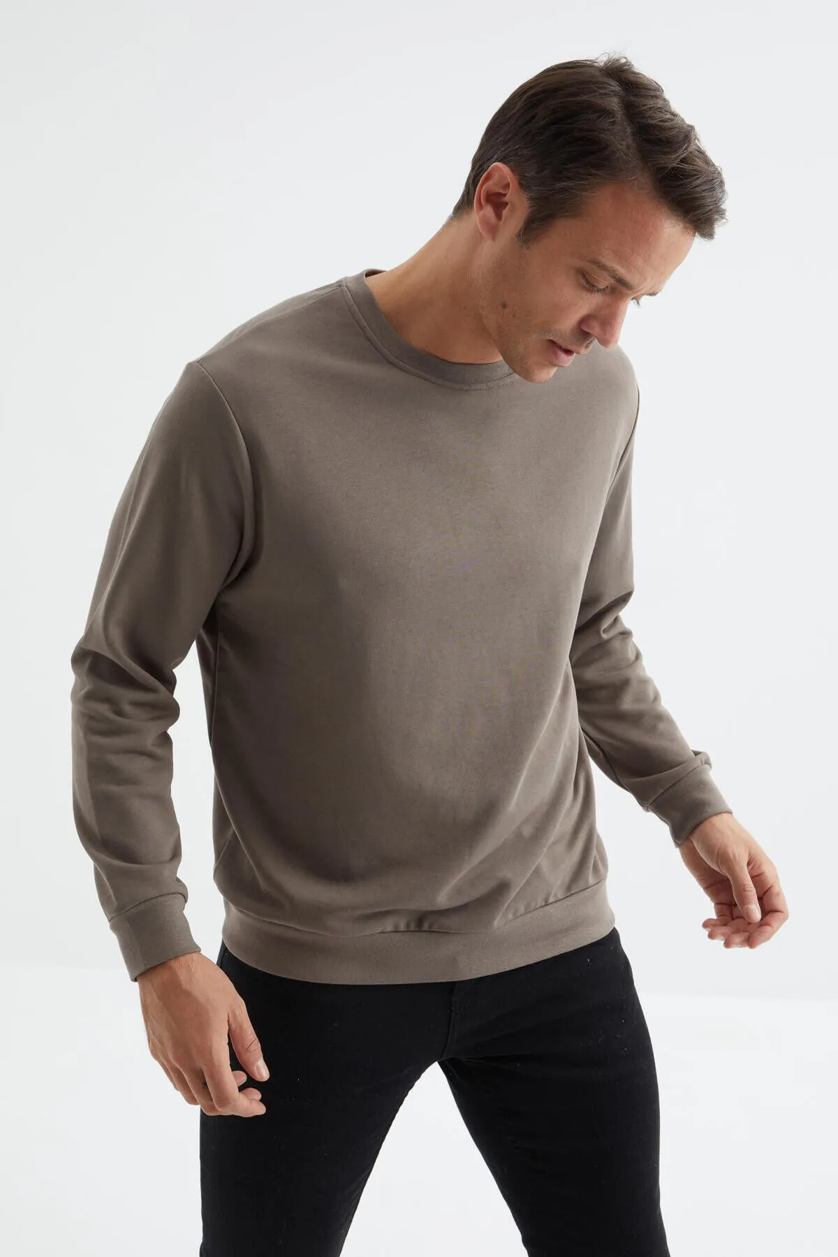 basic o yaka rahat form erkek sweatshirt - 88053