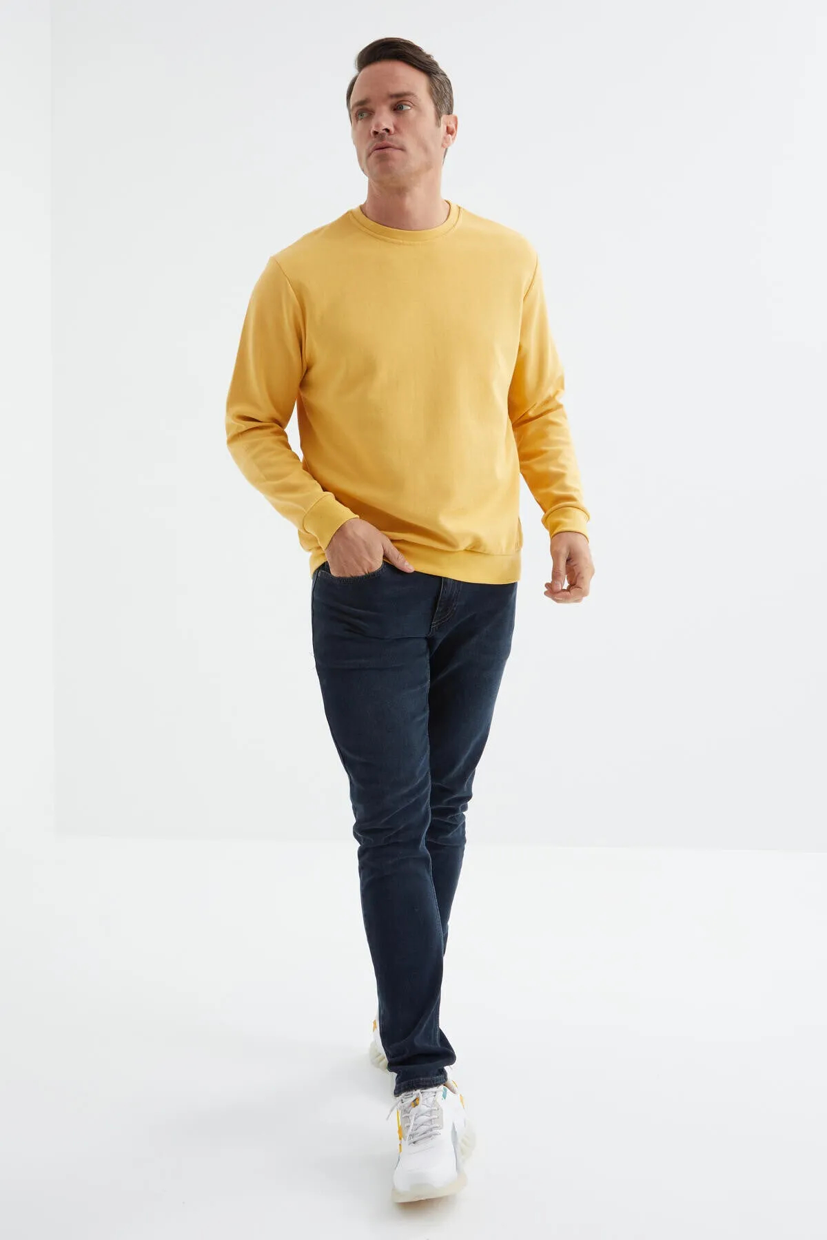 basic o yaka rahat form erkek sweatshirt - 88053