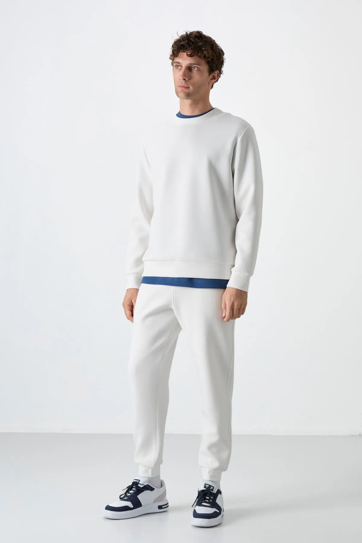 basic o yaka rahat form erkek sweatshirt - 88053