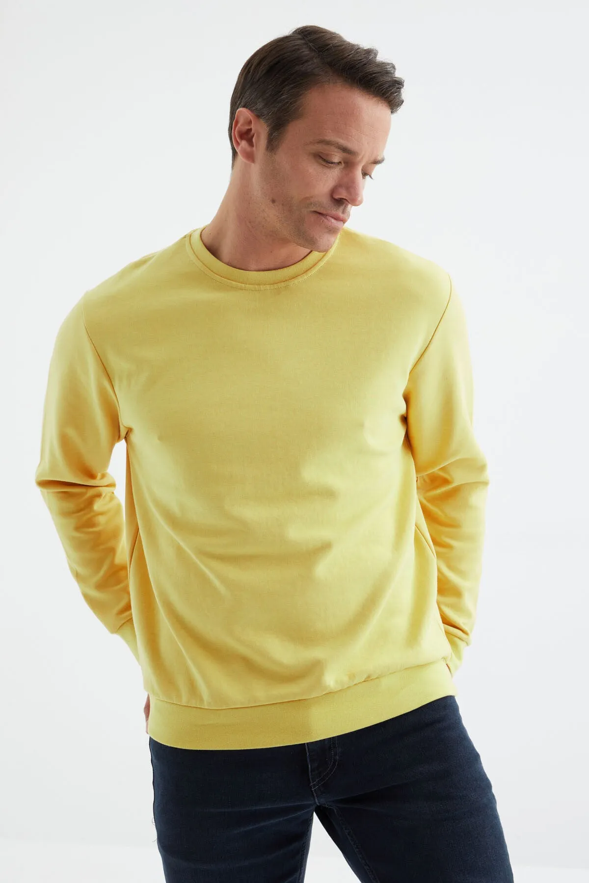 basic o yaka rahat form erkek sweatshirt - 88053