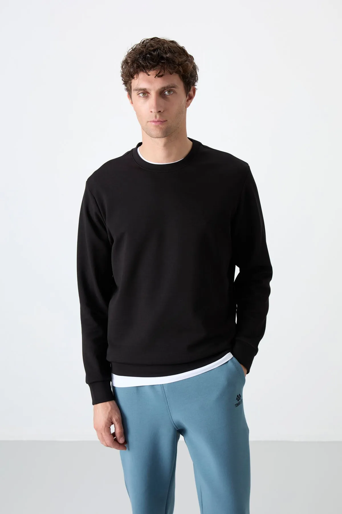 basic o yaka rahat form erkek sweatshirt - 88053