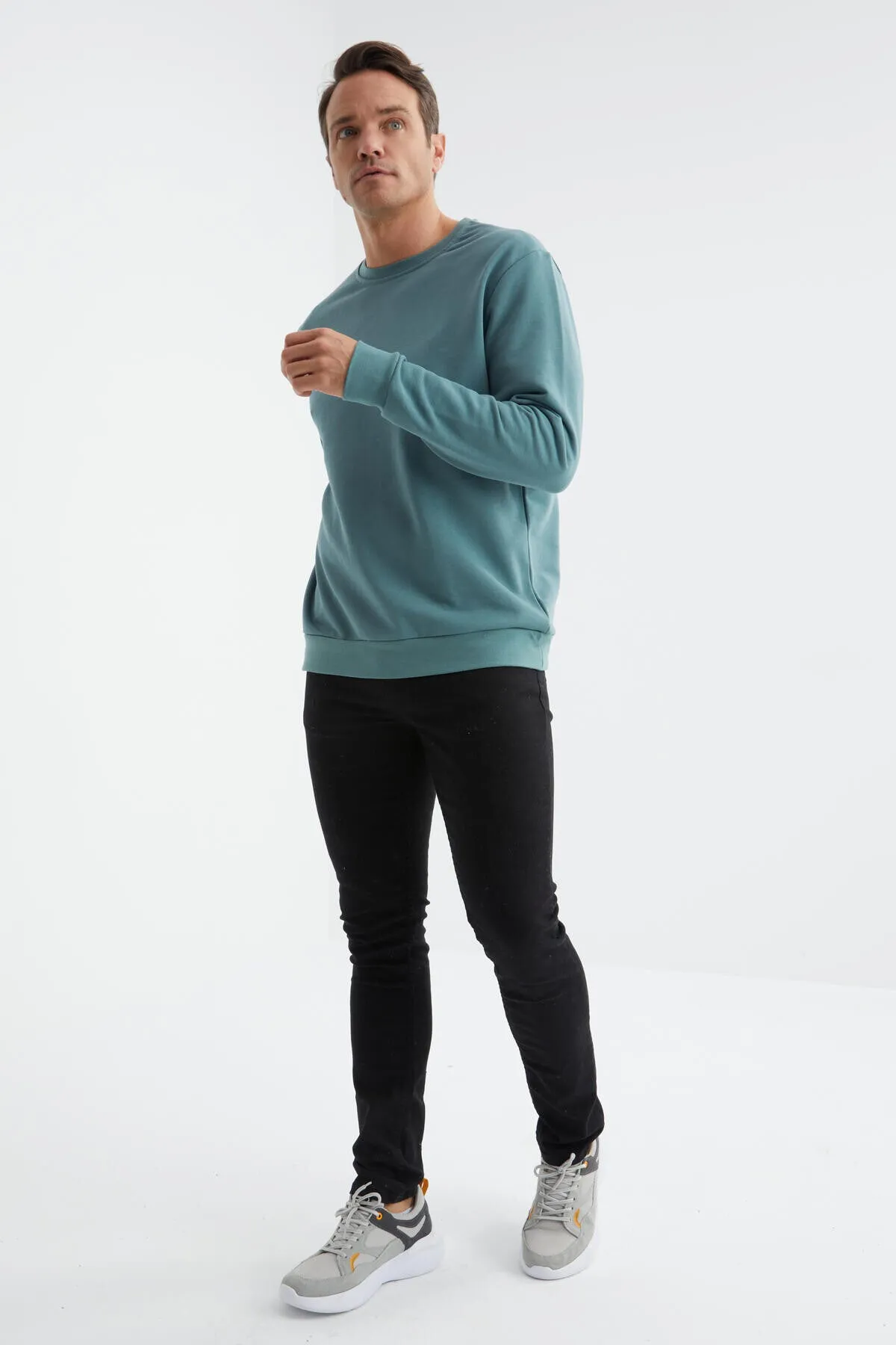 basic o yaka rahat form erkek sweatshirt - 88053