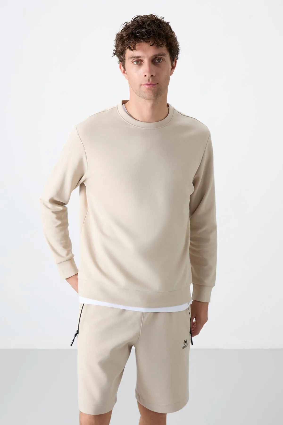 basic o yaka rahat form erkek sweatshirt - 88053