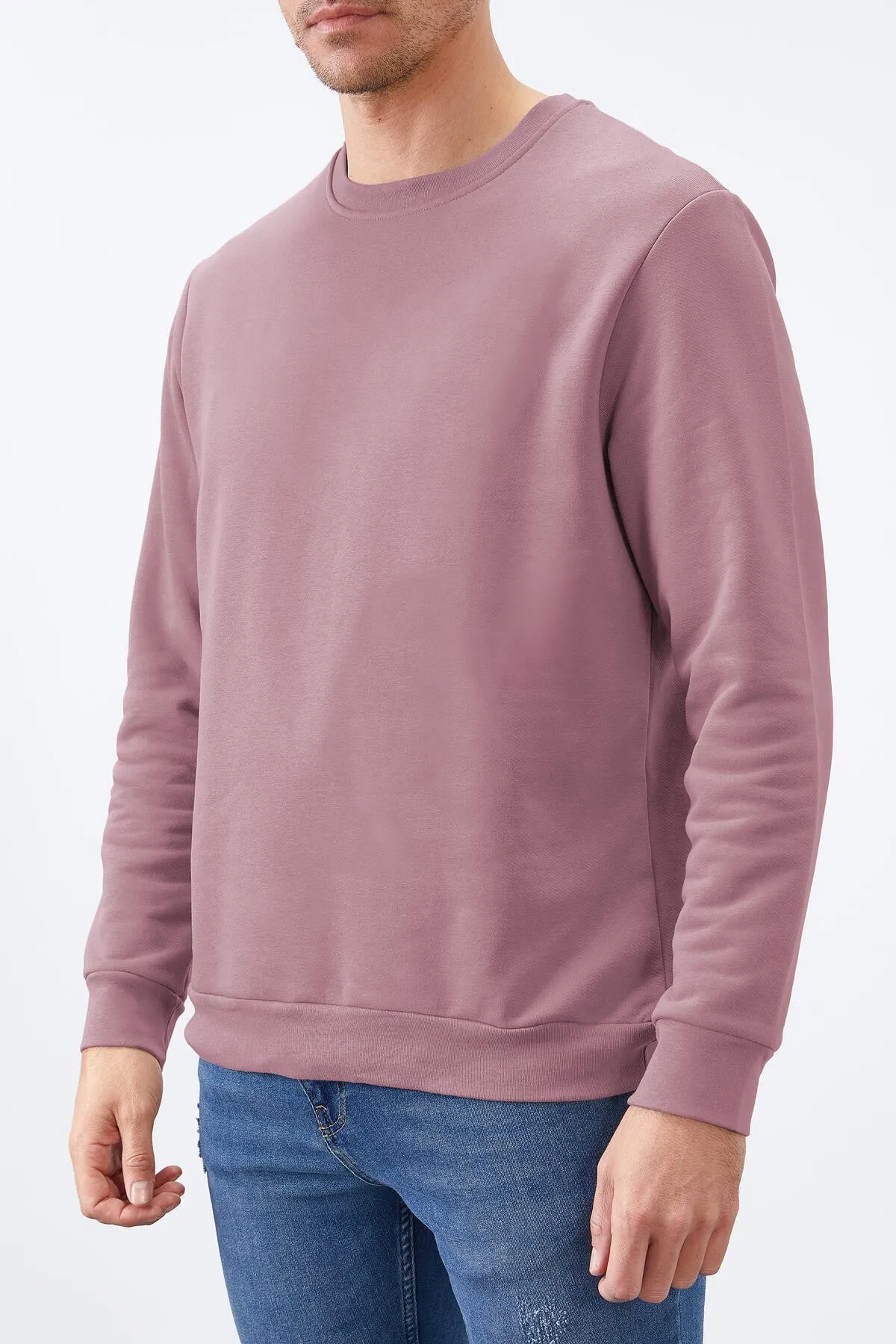 basic o yaka rahat form erkek sweatshirt - 88053