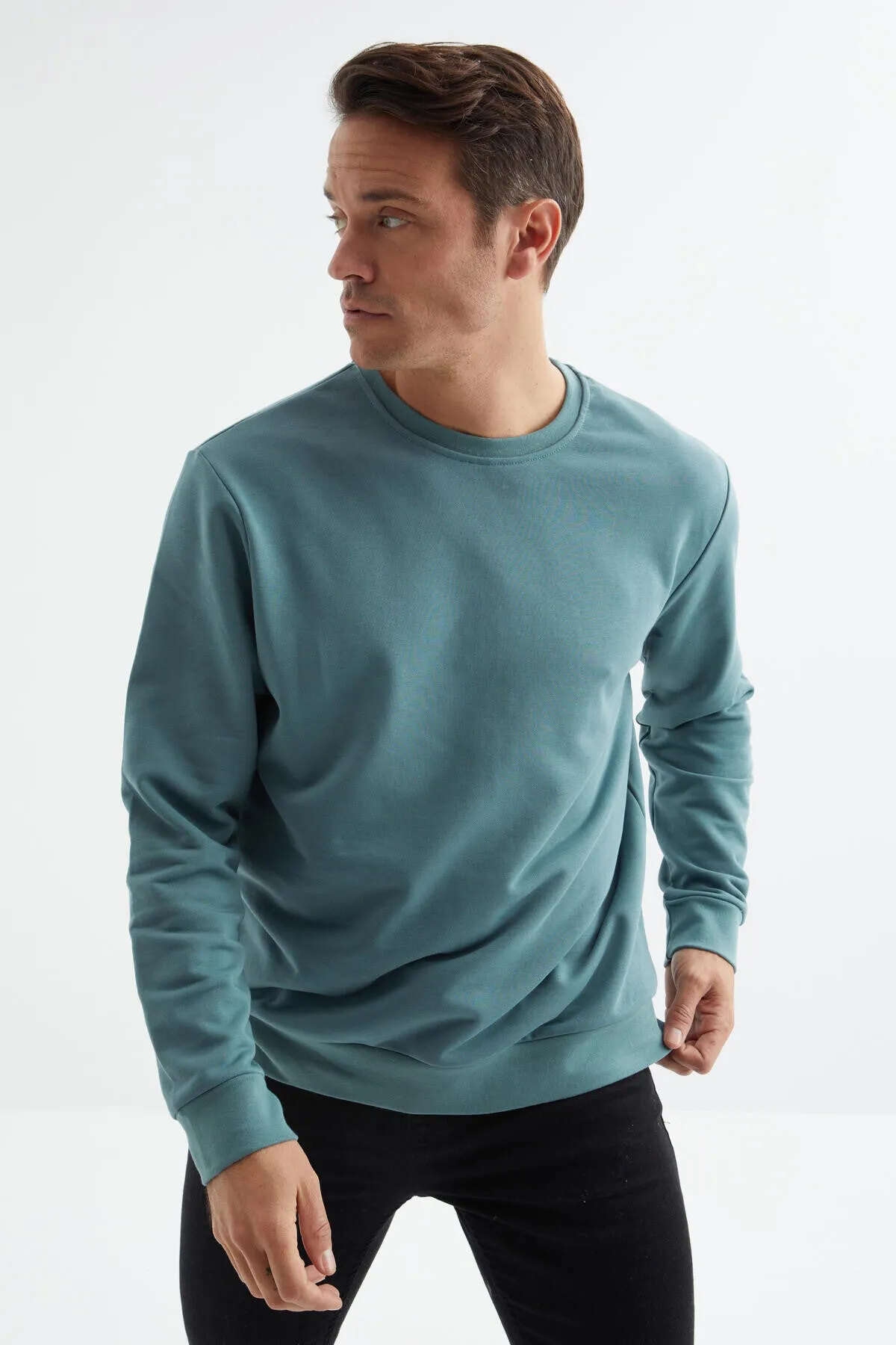basic o yaka rahat form erkek sweatshirt - 88053