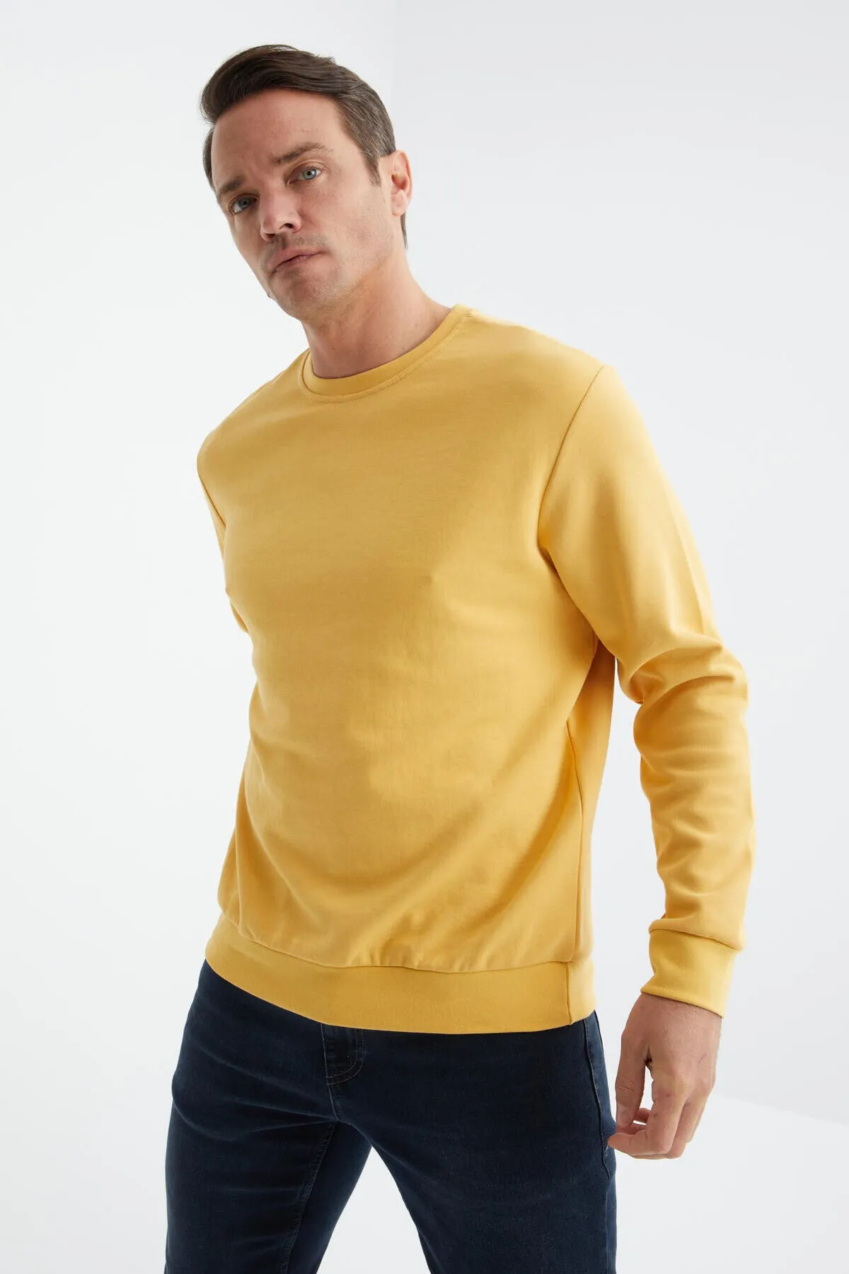 basic o yaka rahat form erkek sweatshirt - 88053