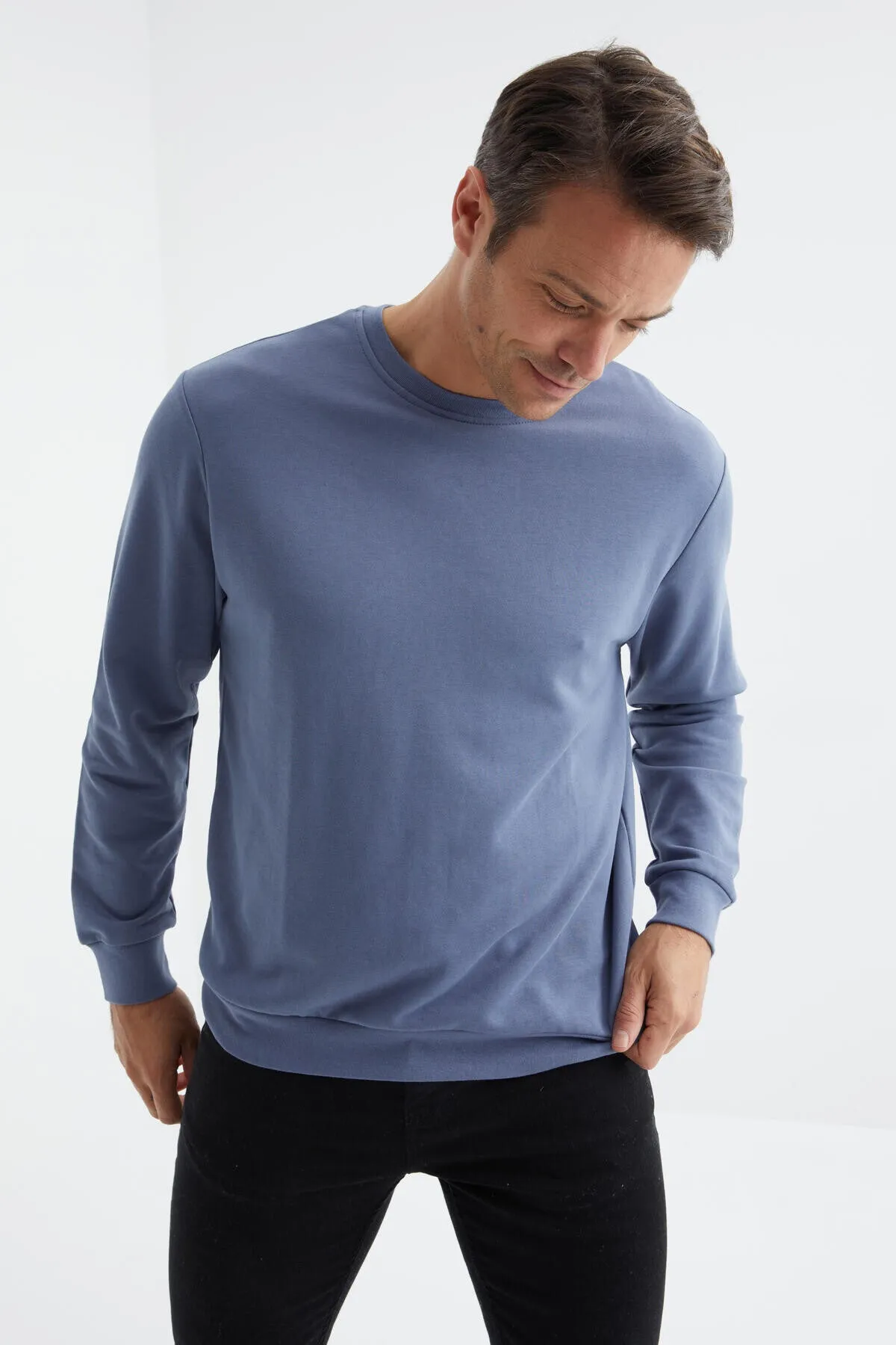 basic o yaka rahat form erkek sweatshirt - 88053