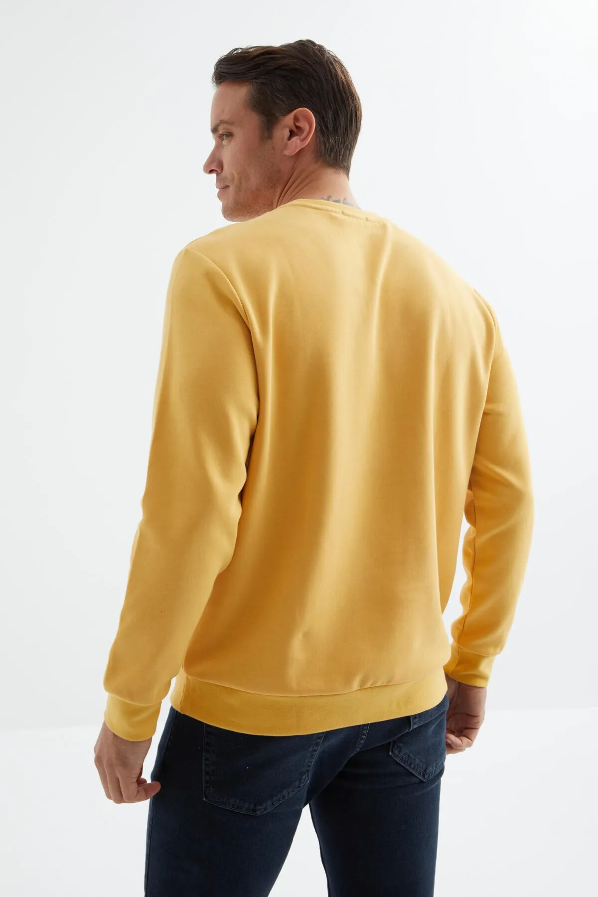 basic o yaka rahat form erkek sweatshirt - 88053