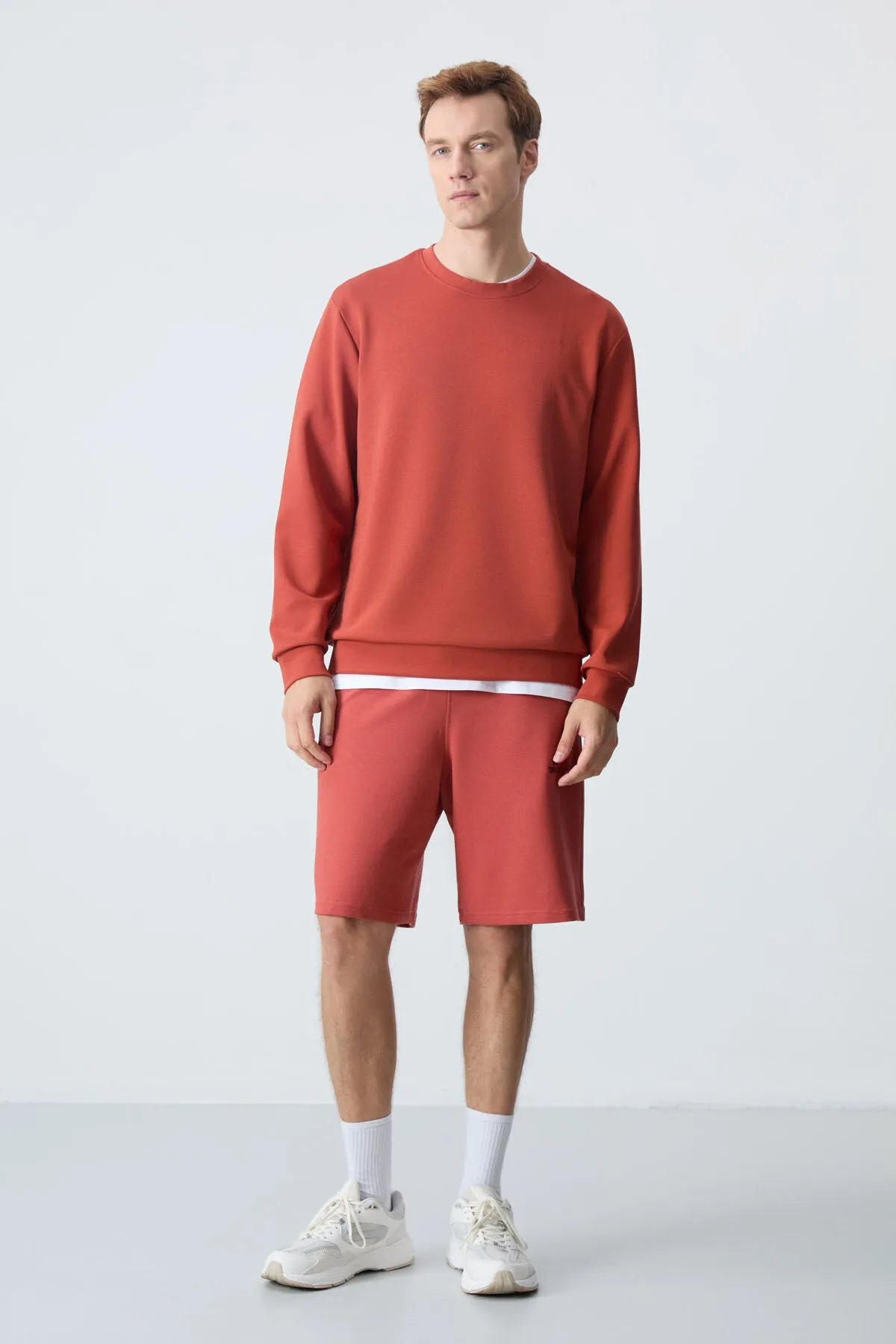 basic o yaka rahat form erkek sweatshirt - 88053