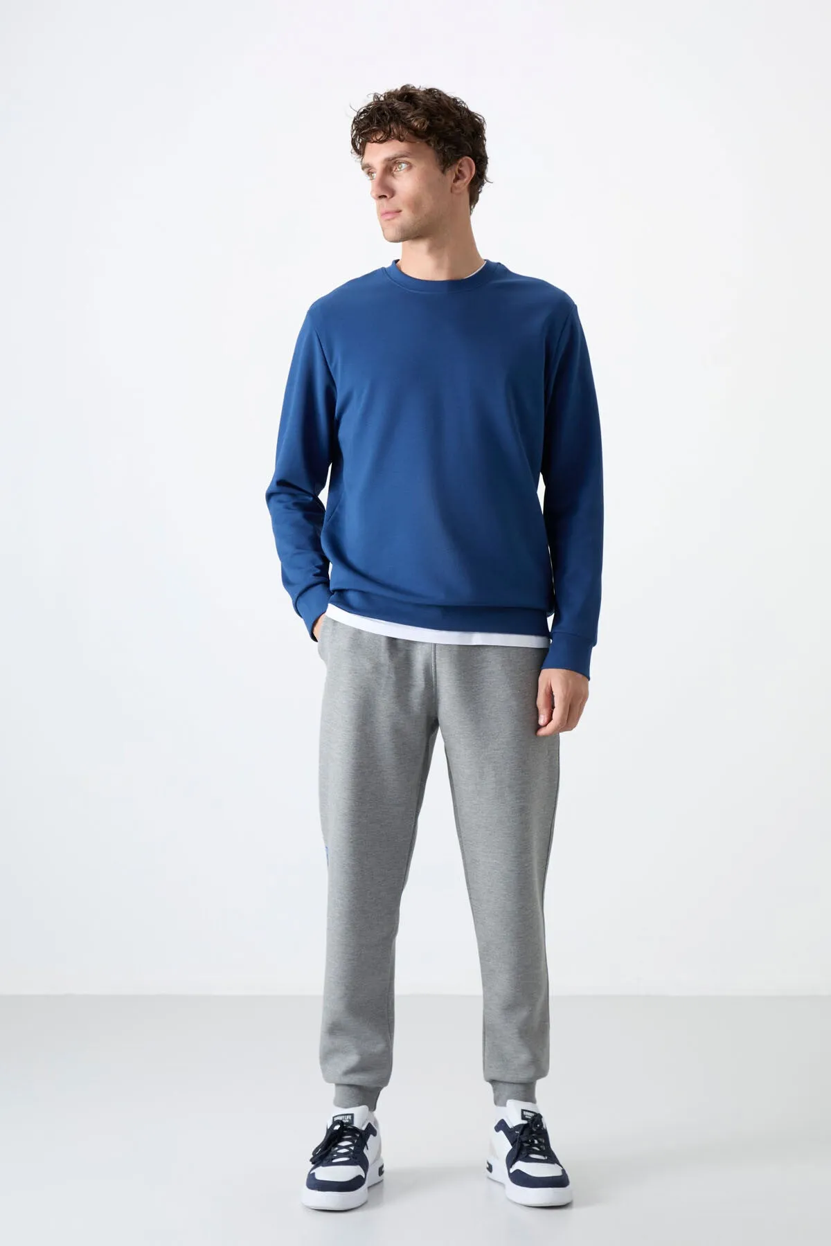 basic o yaka rahat form erkek sweatshirt - 88053