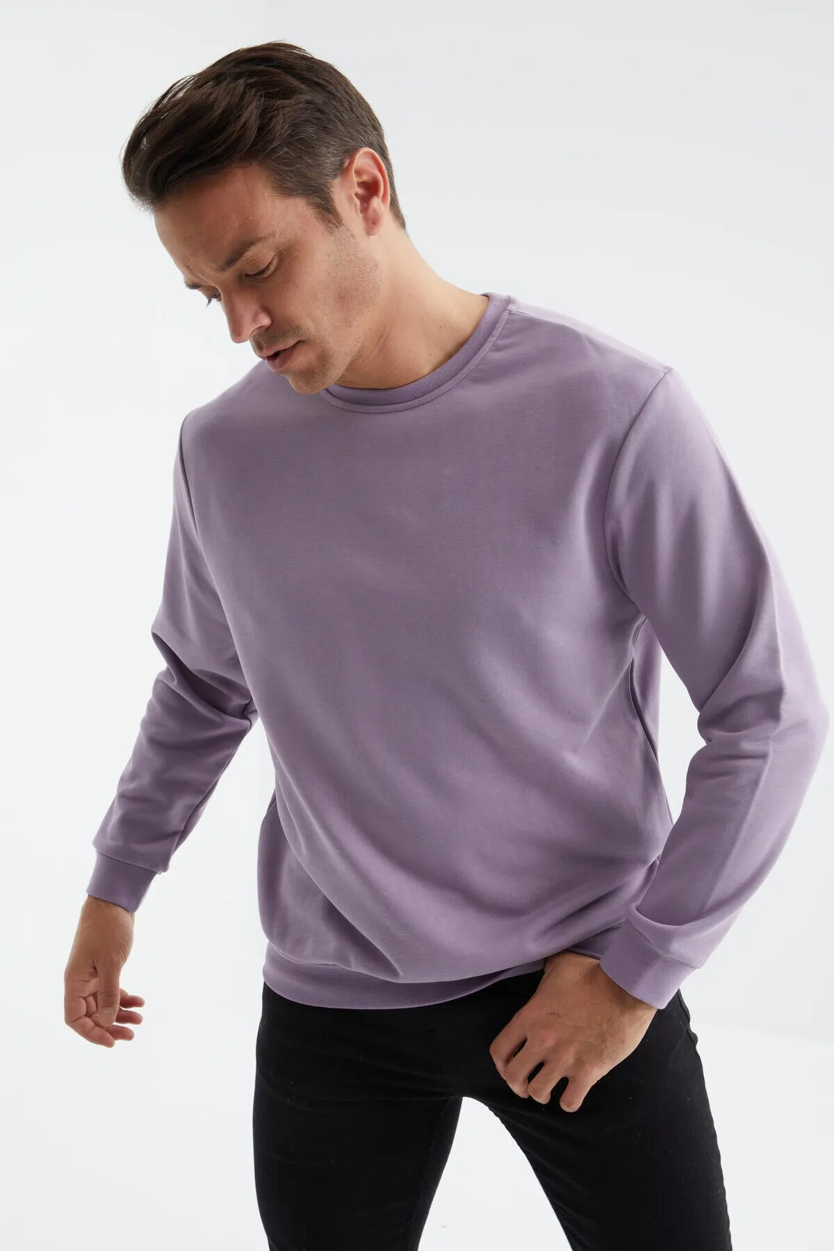 basic o yaka rahat form erkek sweatshirt - 88053