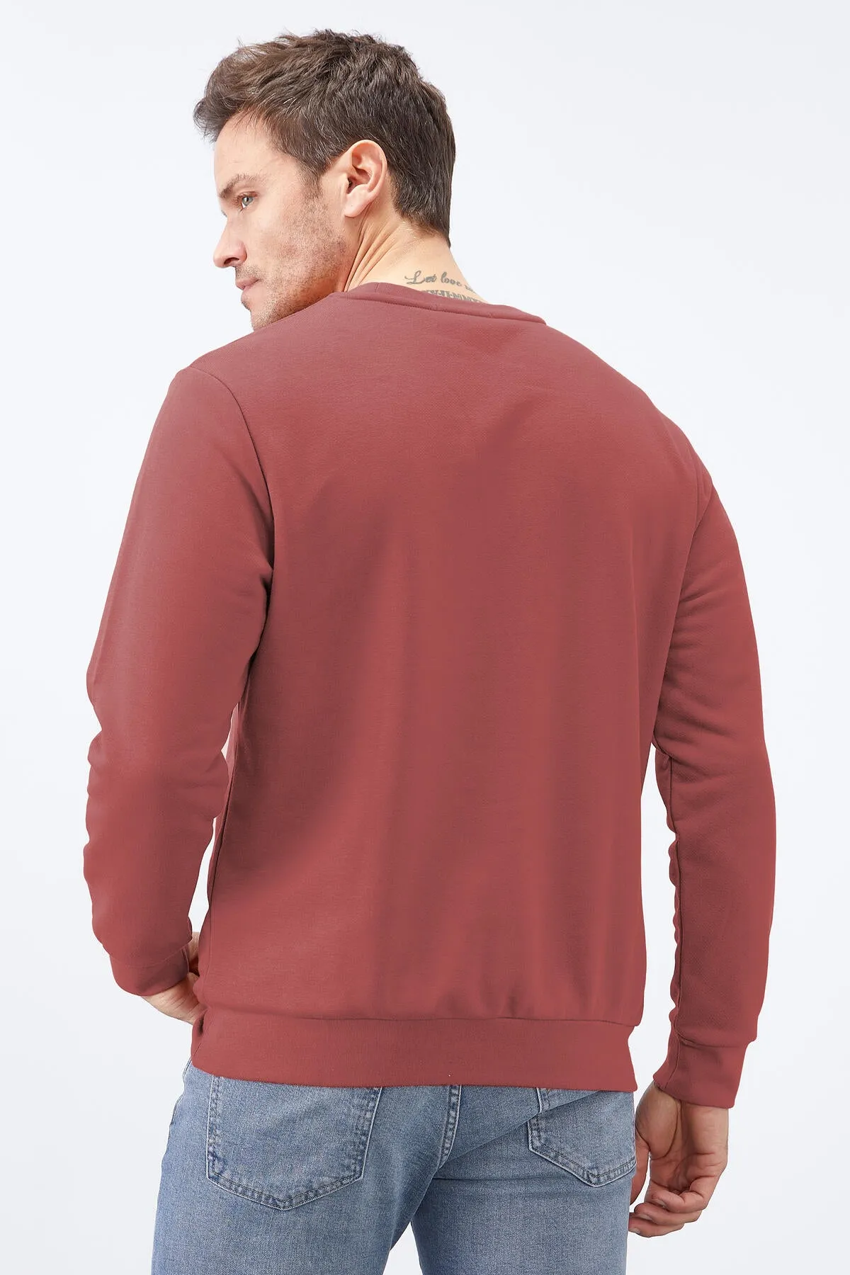 basic o yaka rahat form erkek sweatshirt - 88053