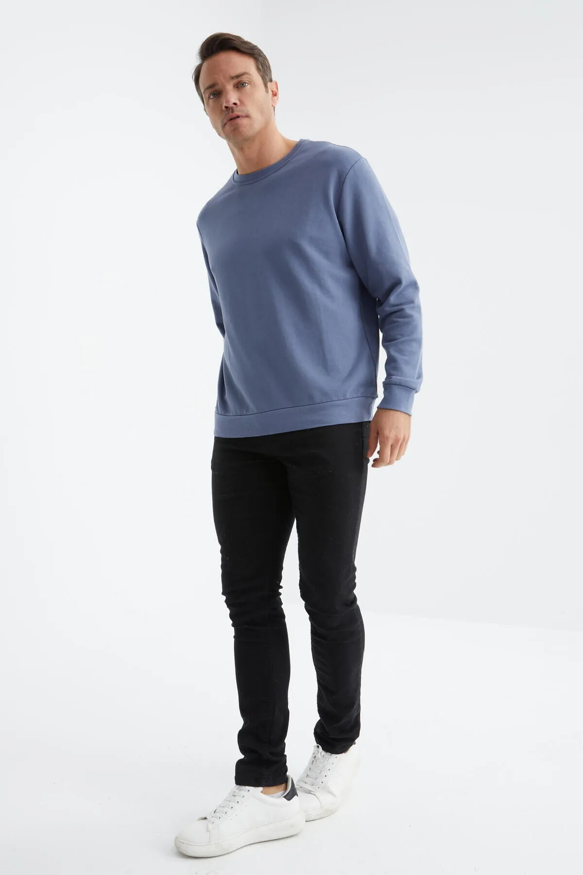 basic o yaka rahat form erkek sweatshirt - 88053