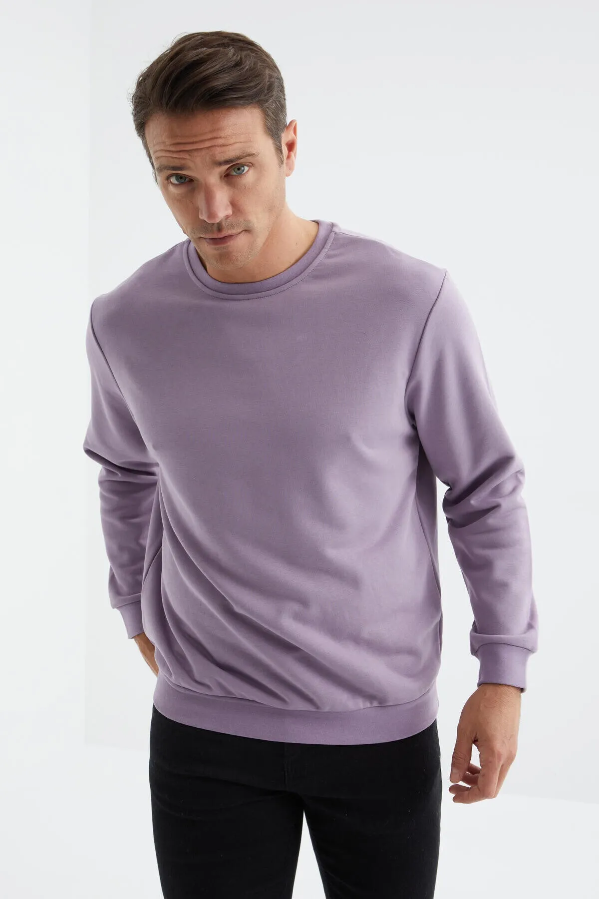 basic o yaka rahat form erkek sweatshirt - 88053