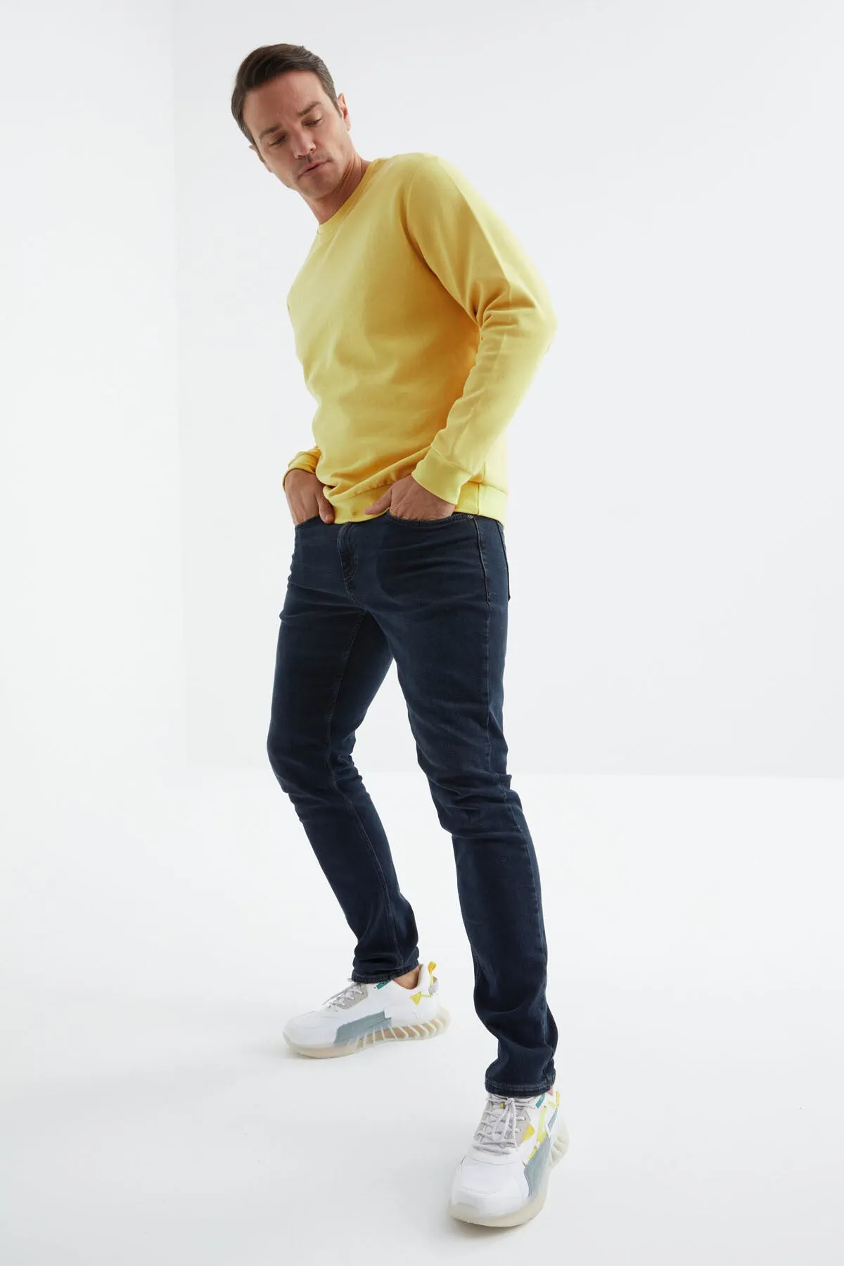 basic o yaka rahat form erkek sweatshirt - 88053