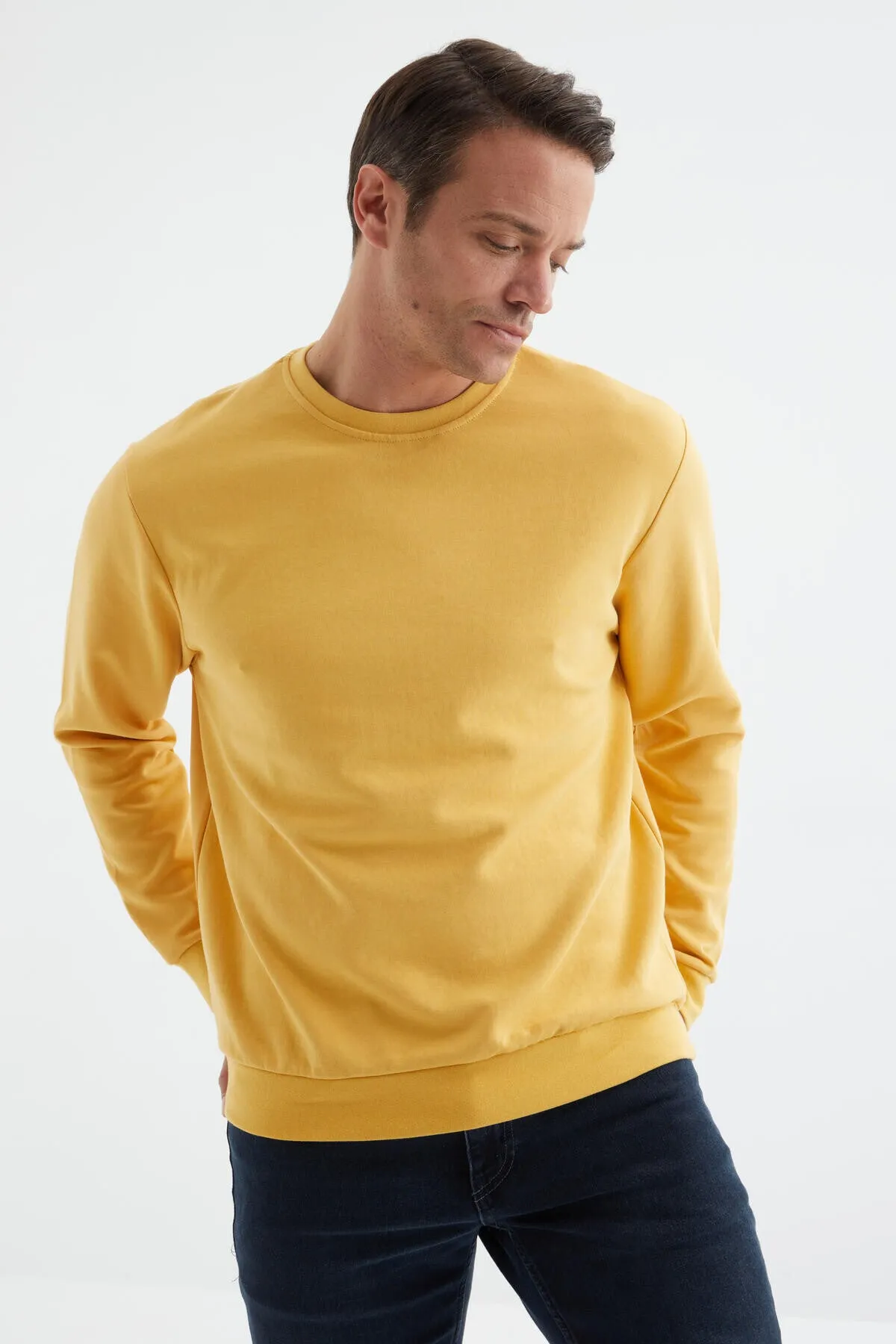 basic o yaka rahat form erkek sweatshirt - 88053