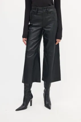 Black Leather Culotte Trouser