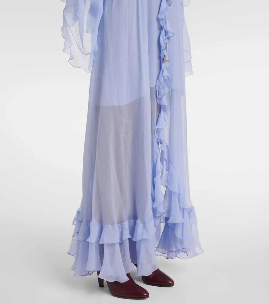 Chloe Caped ruffled silk muslin gown
