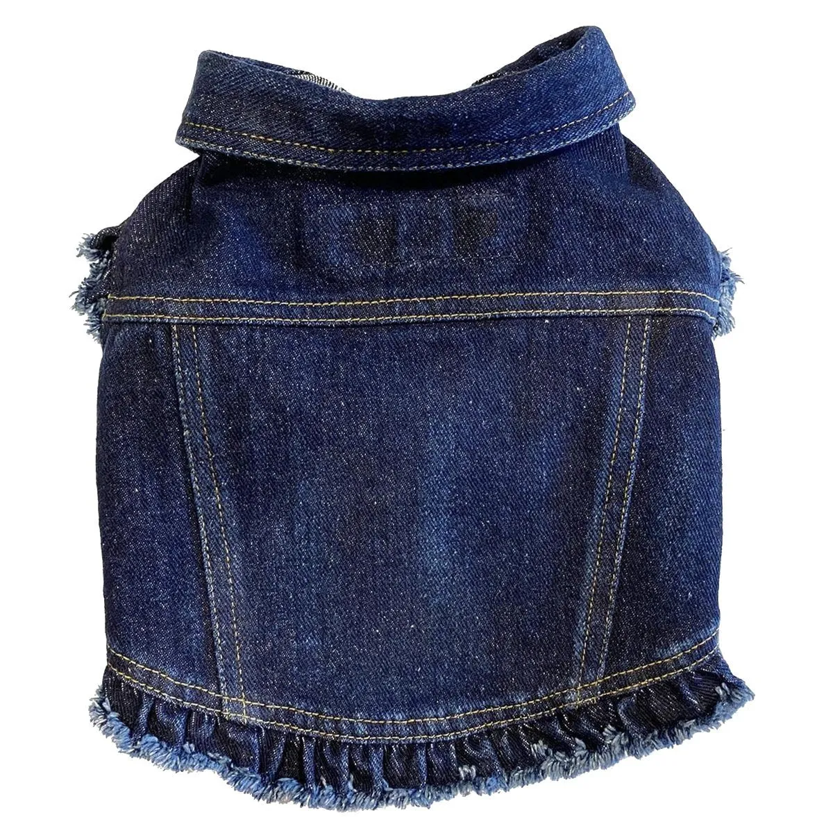 Custom Birthday Girl Denim Dog Jacket With Ruffles
