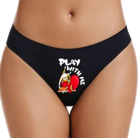 Customizable Play with me Thongs (Black) Add Name or Phrase on the Back