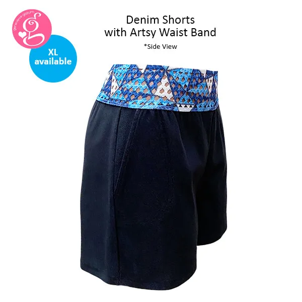 Denim Shorts with Artsy Waist Band