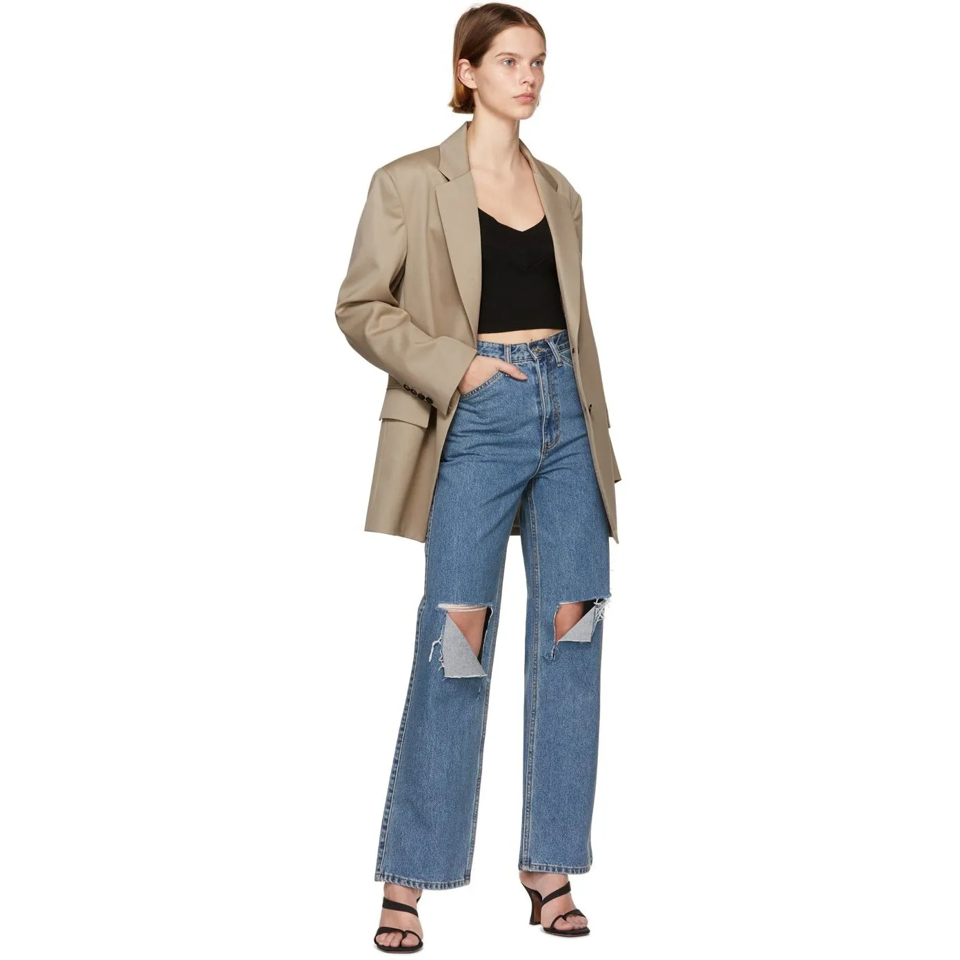 DRAE Blue Destroyed Mid-Rise Jeans