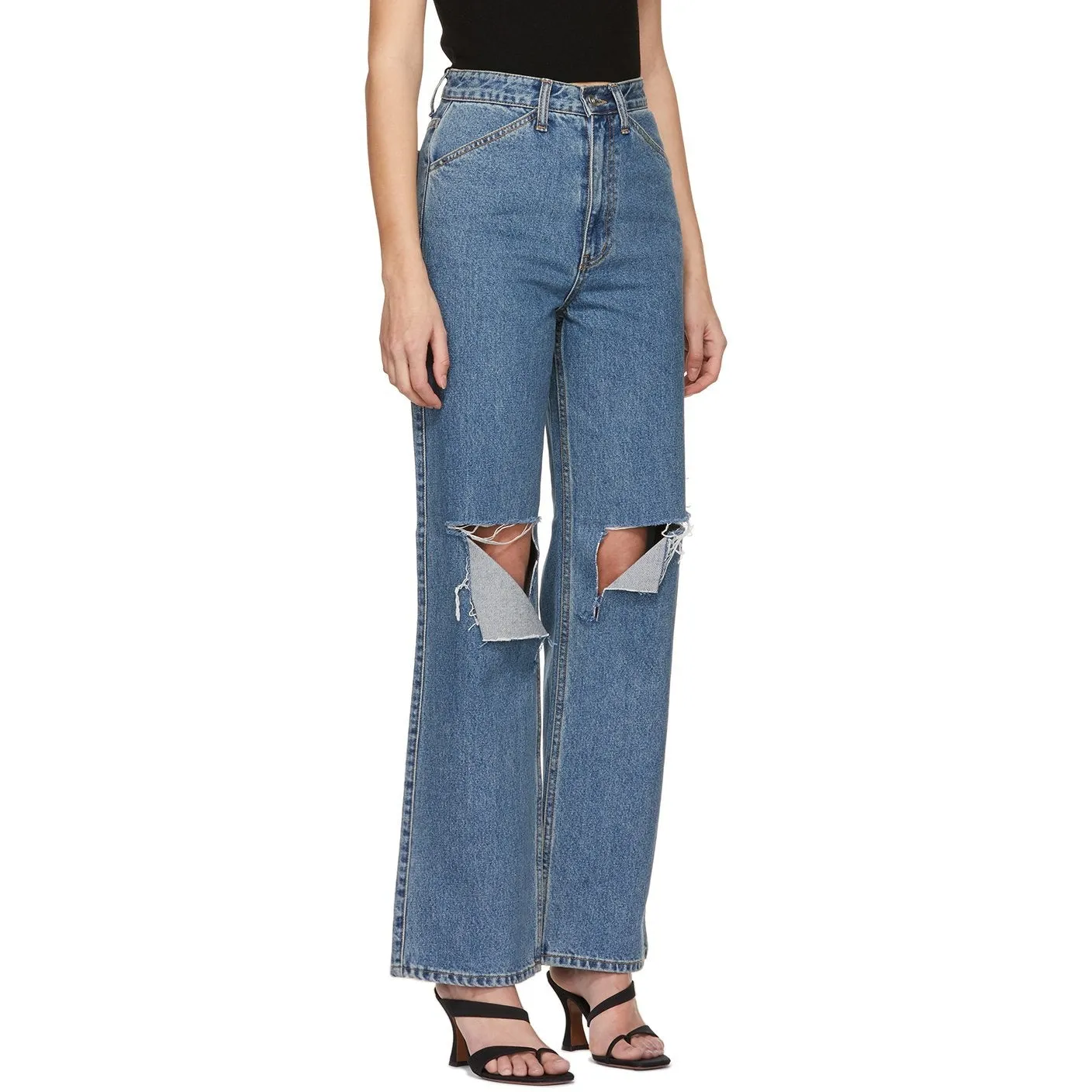 DRAE Blue Destroyed Mid-Rise Jeans