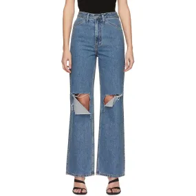 DRAE Blue Destroyed Mid-Rise Jeans