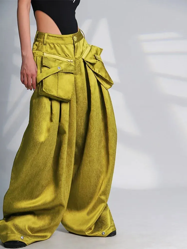 Elegant Wide Leg Pants with Oversized Pockets
