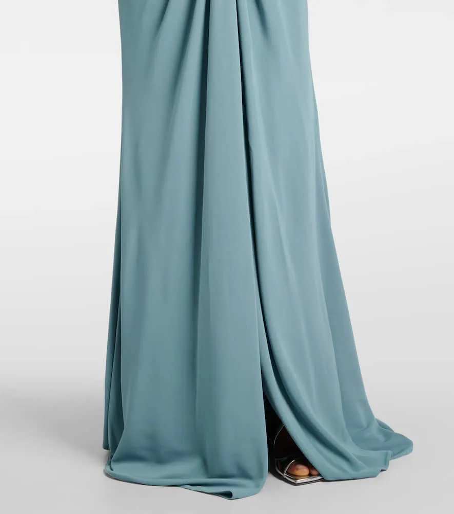 Elie Saab Bow-detail ruched jersey gown
