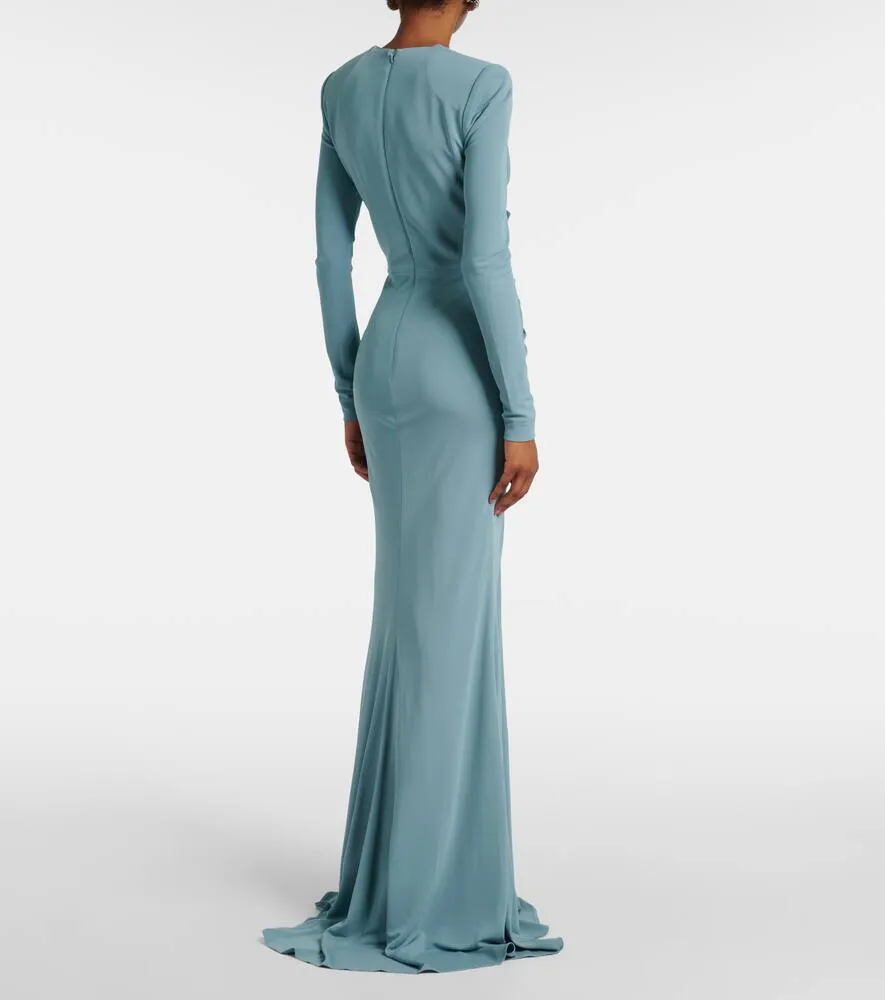 Elie Saab Bow-detail ruched jersey gown