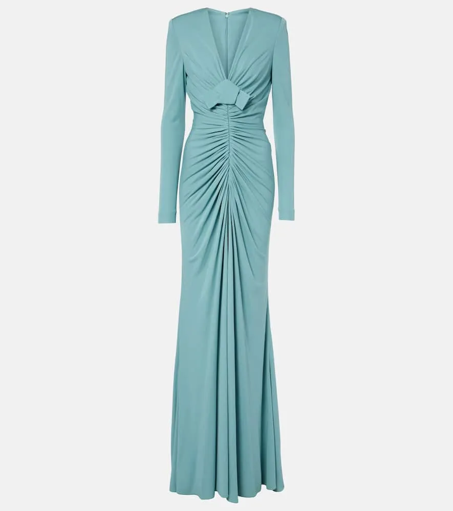 Elie Saab Bow-detail ruched jersey gown