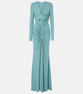 Elie Saab Bow-detail ruched jersey gown