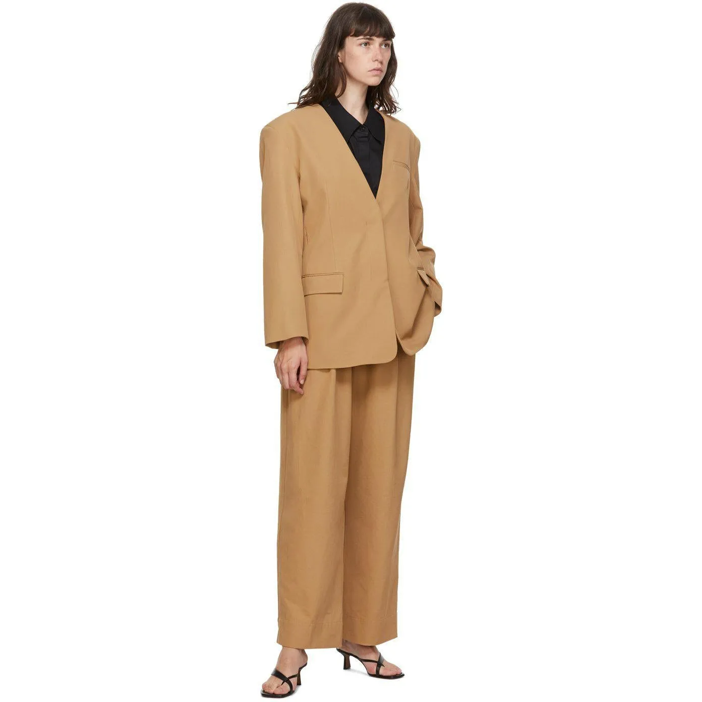Esse Studios Tan Wide Leg Utility Trousers