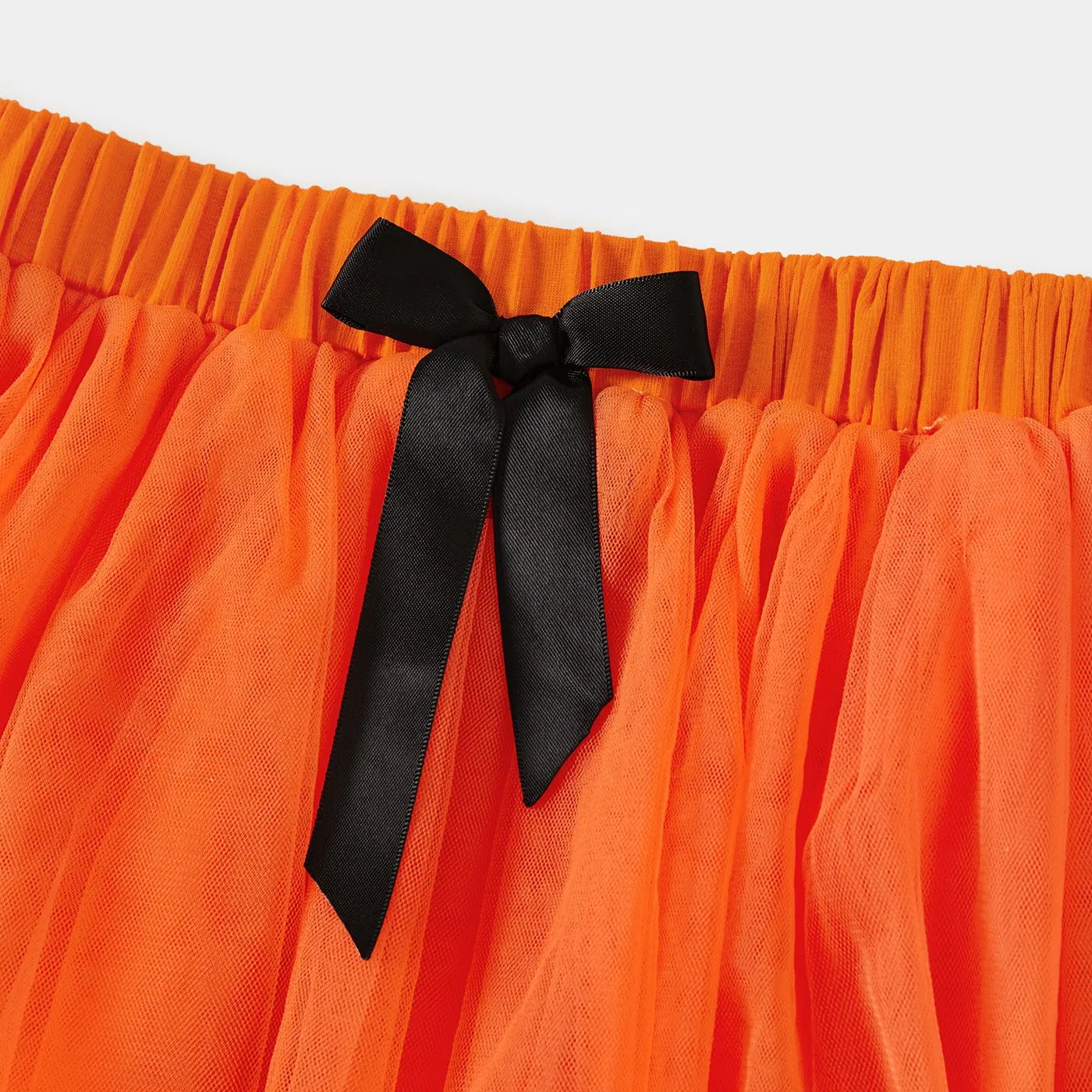Family Matching Orange Spooky Print Dresses And Tops Sets