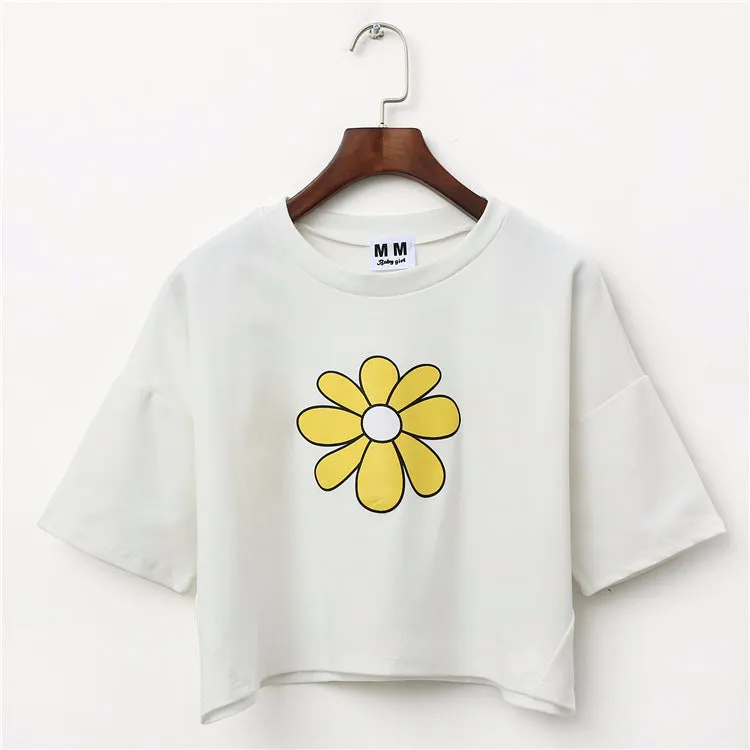 Floral Print Harajuku Style Crop Top Shirt