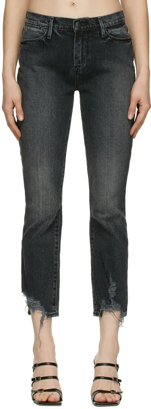 Frame Grey Washed 'Le High Straight' Jeans