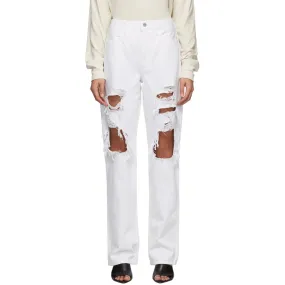 Frame White Rumpled 'Le Hollywood' Jeans
