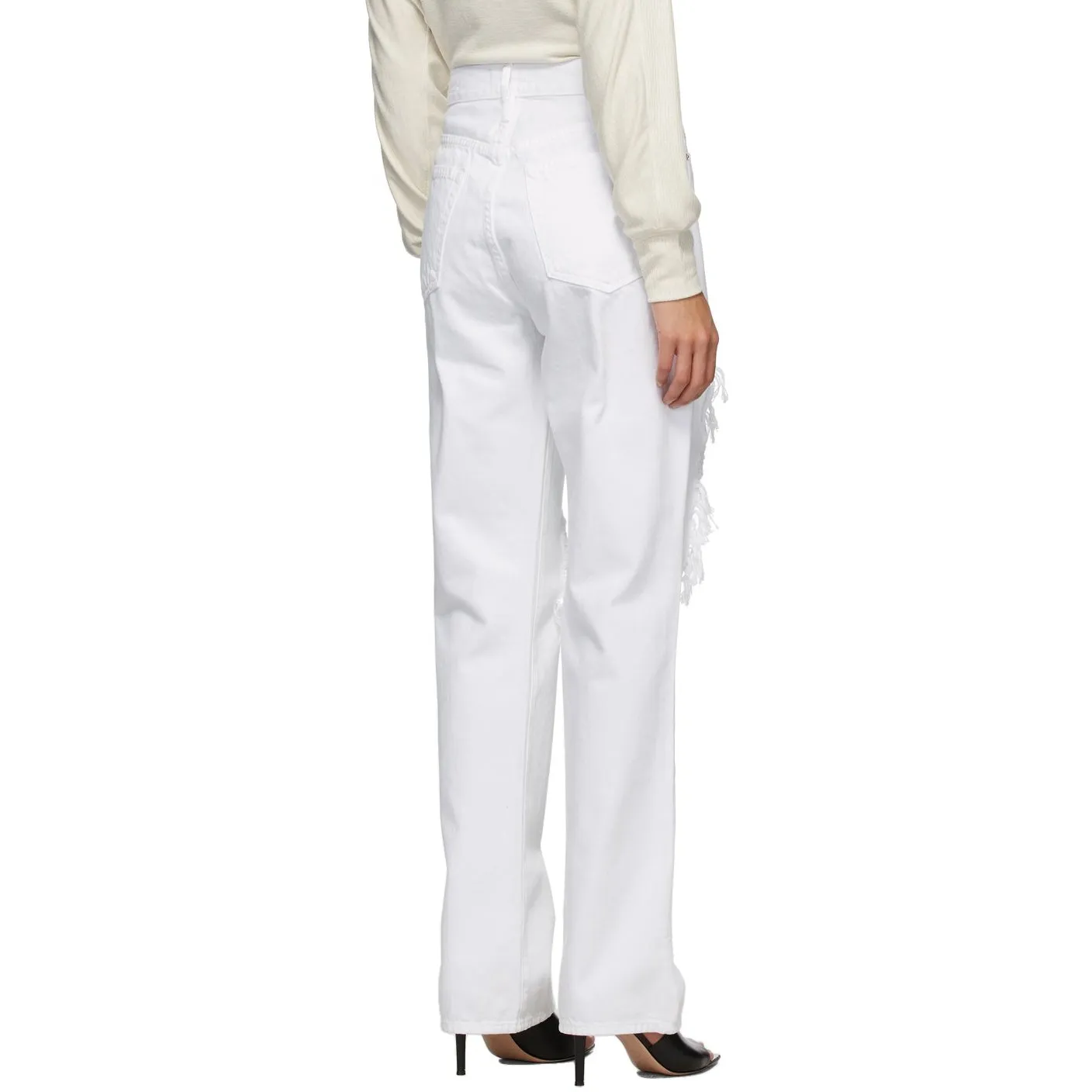 Frame White Rumpled 'Le Hollywood' Jeans