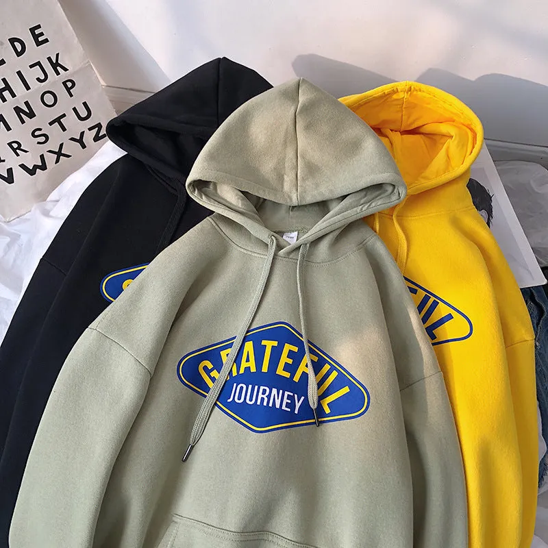 Hooded All-Matching Loose Sweatshirt Trendy Alphabets Teens Tops Outerwear