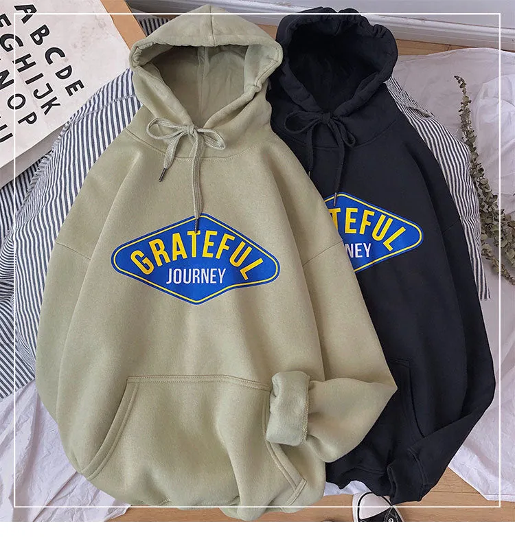 Hooded All-Matching Loose Sweatshirt Trendy Alphabets Teens Tops Outerwear