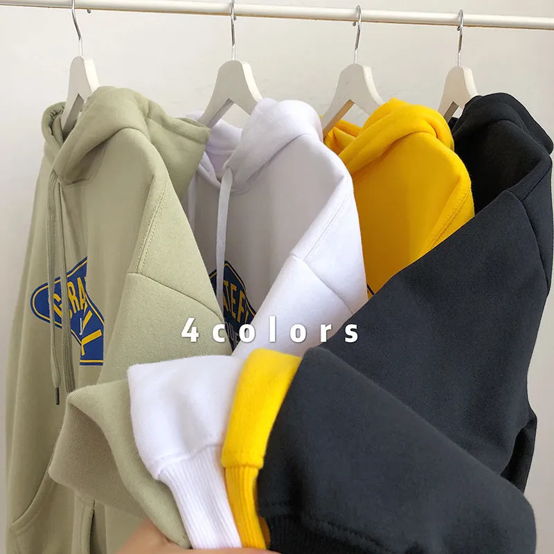 Hooded All-Matching Loose Sweatshirt Trendy Alphabets Teens Tops Outerwear