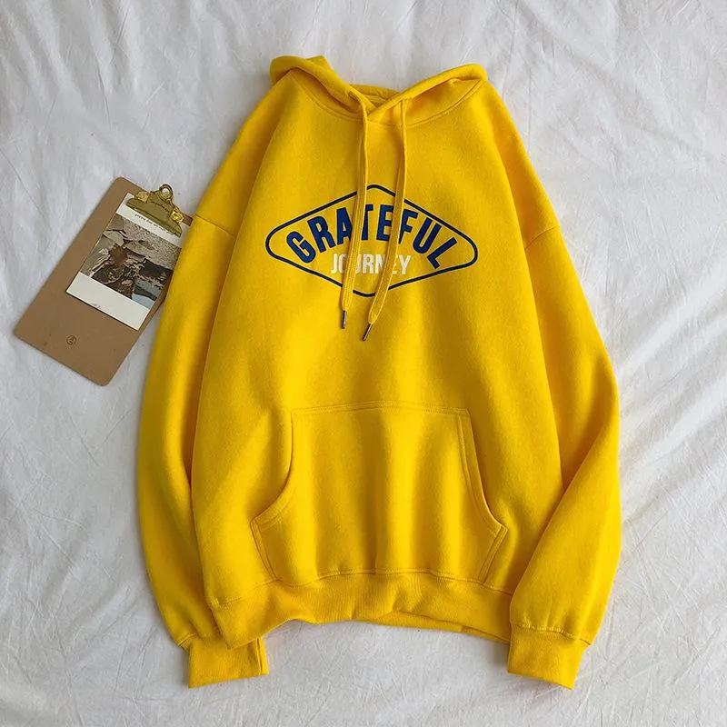 Hooded All-Matching Loose Sweatshirt Trendy Alphabets Teens Tops Outerwear