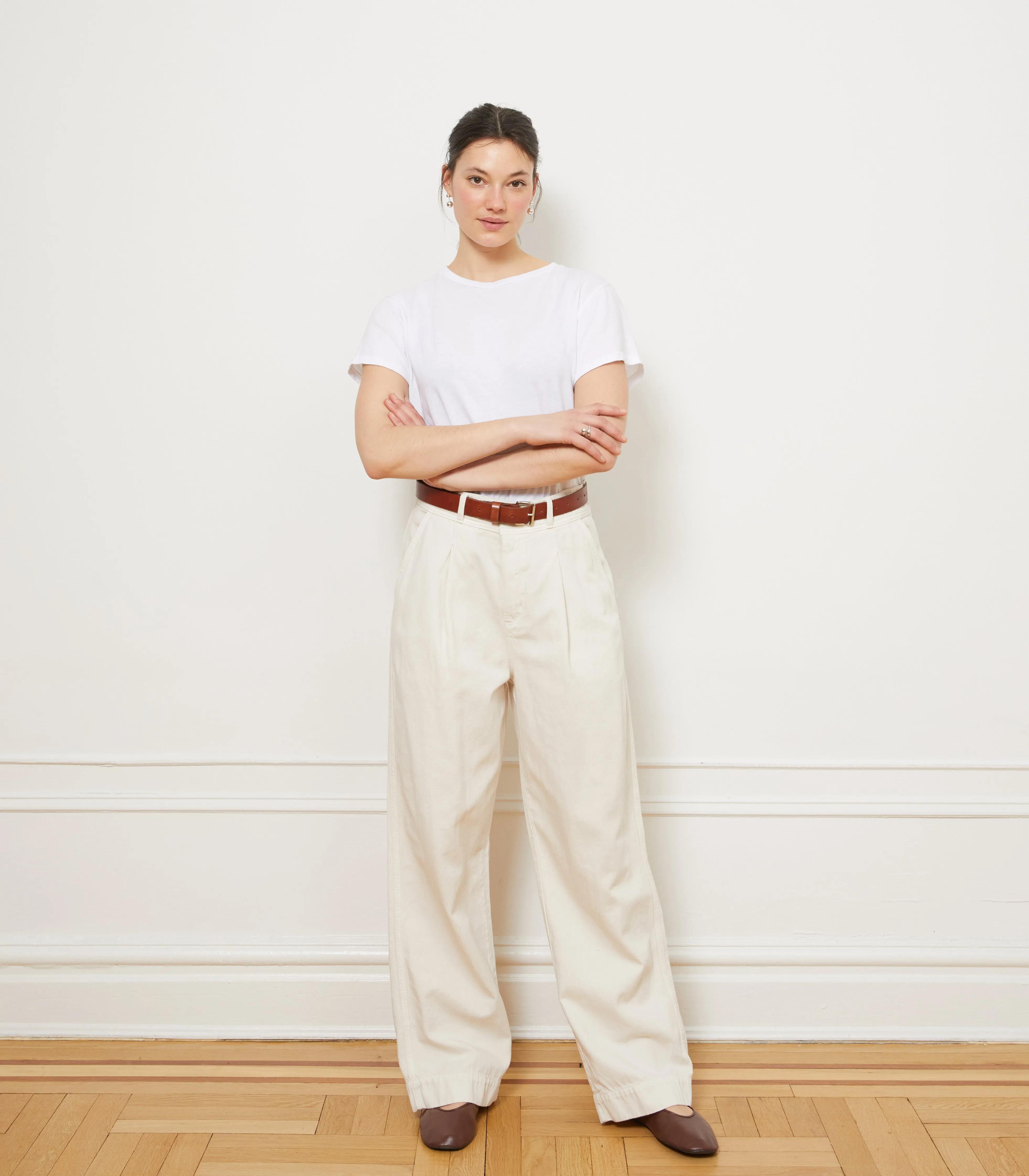 Jack Pleated Wide-Leg Trousers - Salt