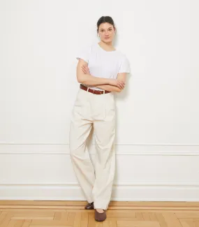 Jack Pleated Wide-Leg Trousers - Salt