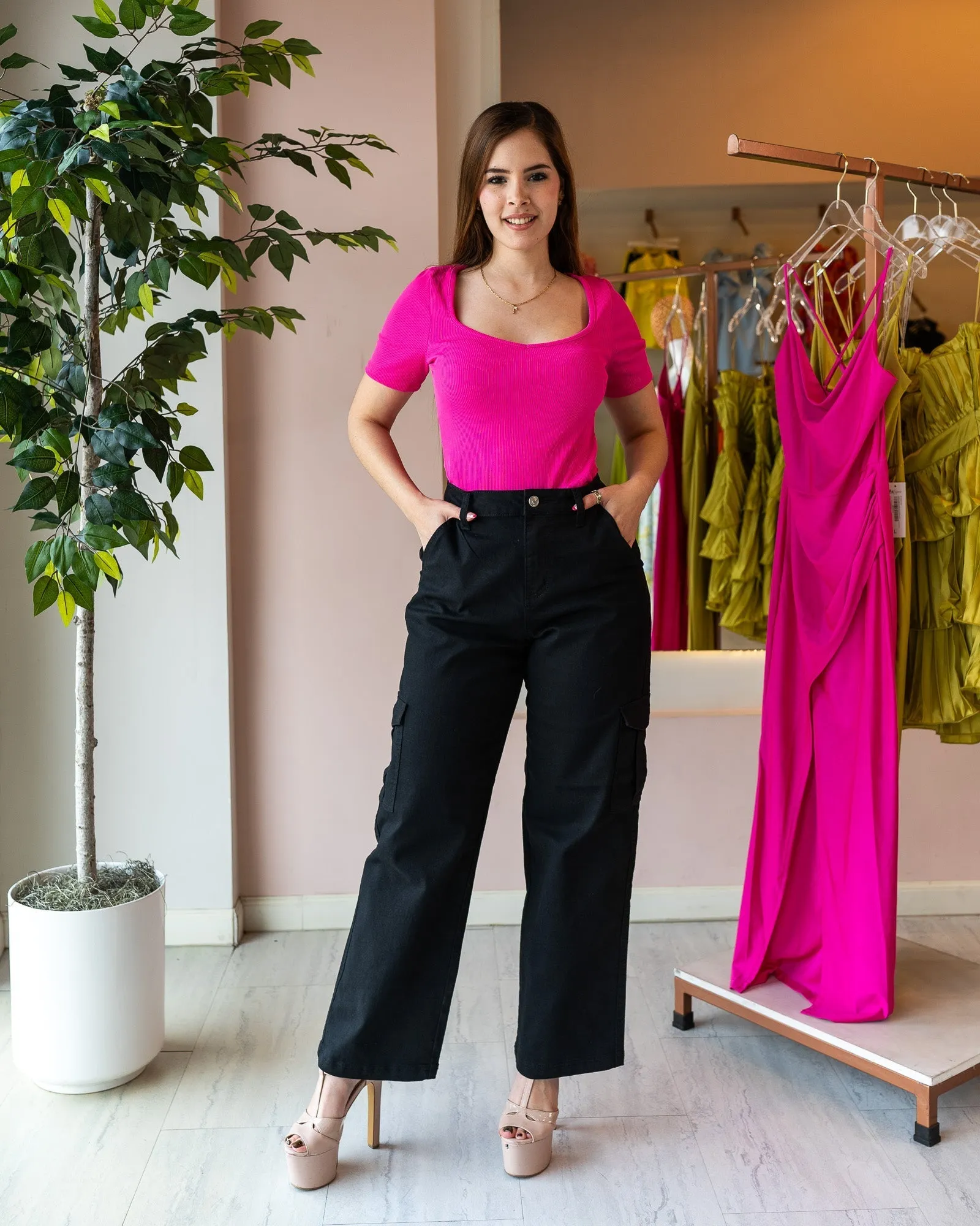 Jeans cargo wide leg