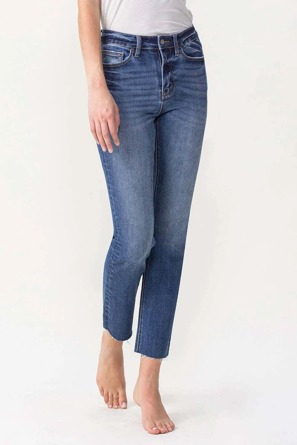 LV 1028:HIGH RISE SLIM STRAIGHT JEANS