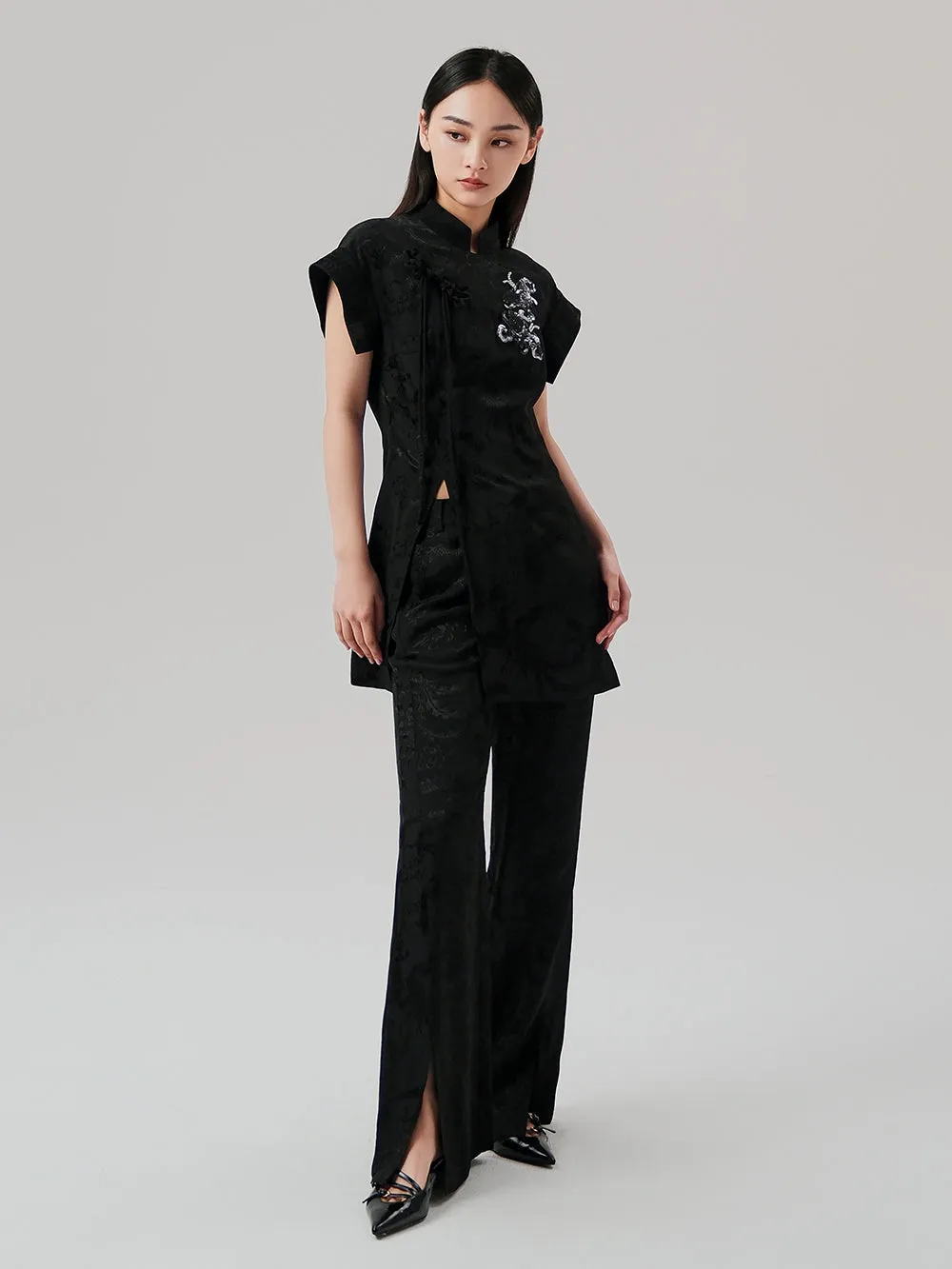 MUKZIN Black Elegant Flared Pants