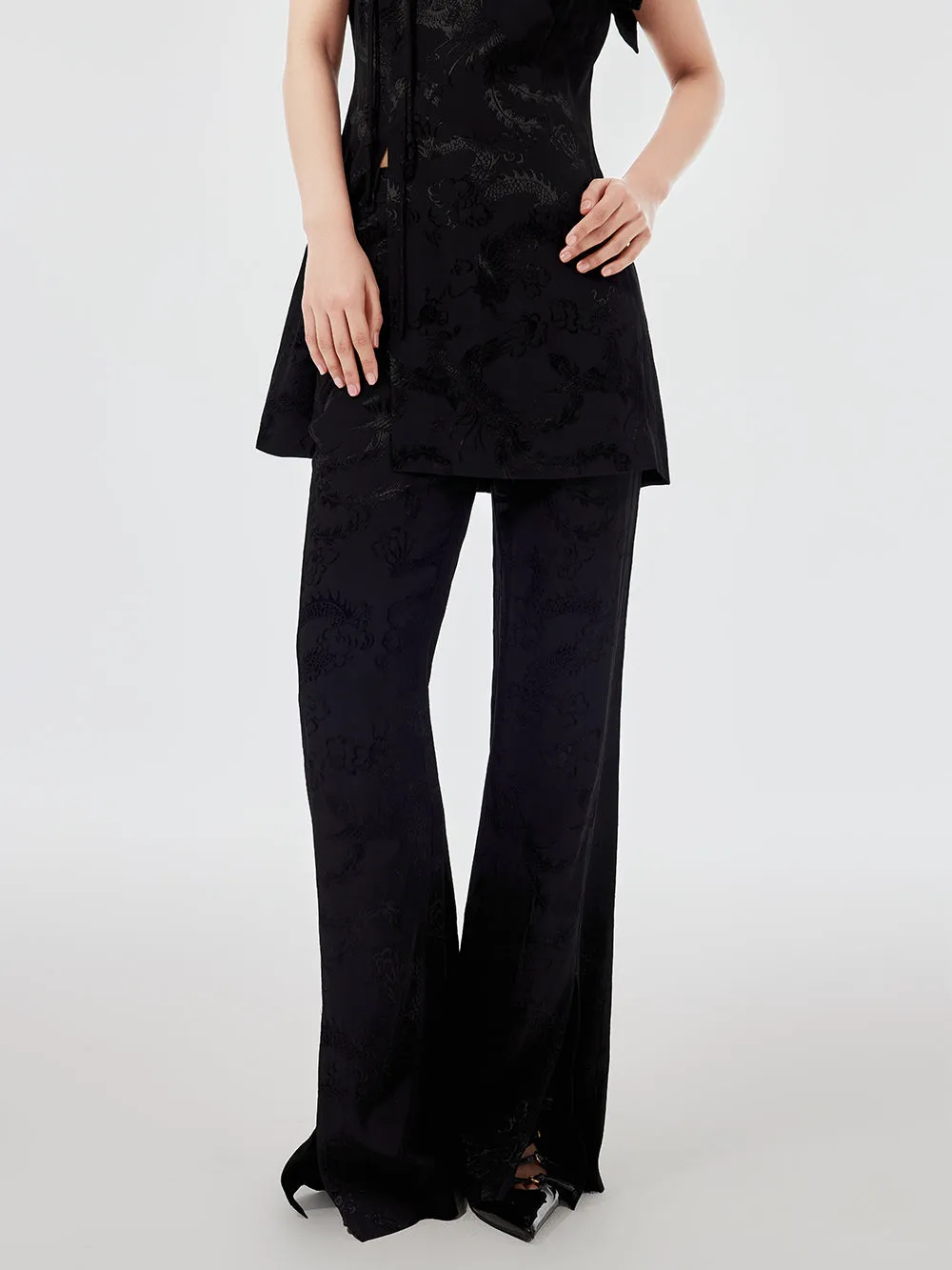 MUKZIN Black Elegant Flared Pants